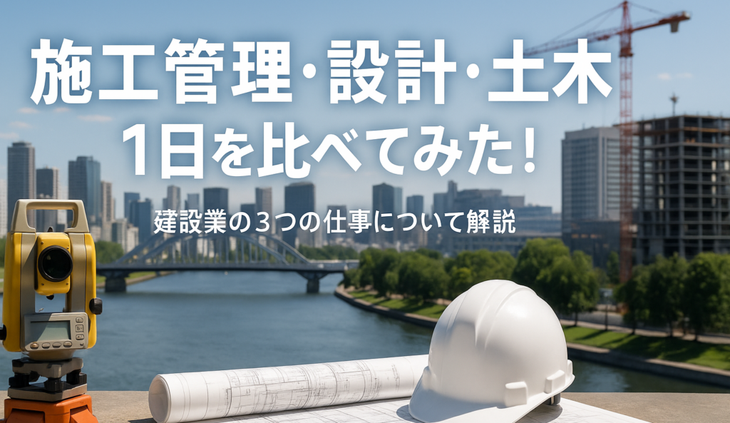 施工管理・設計・土木の1日を比べてみた！イメージ